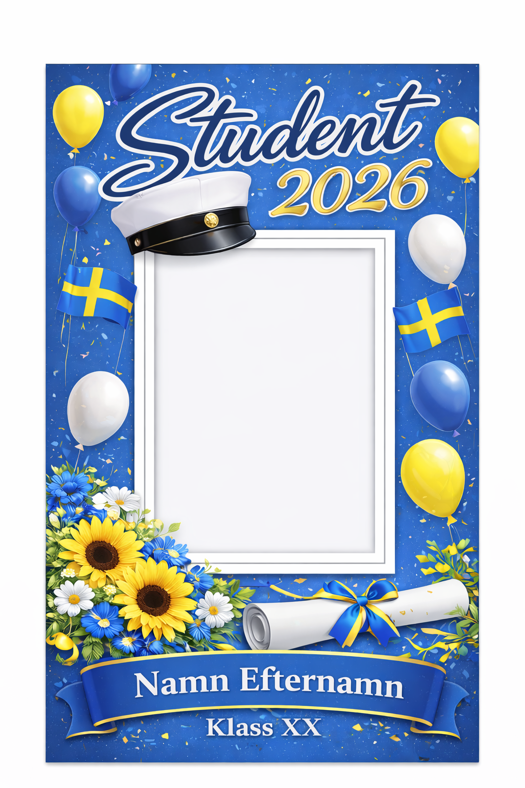 Studentskylt 50x70cm - Pinne & regnspåse medföljer - börjar tillverkas v.10