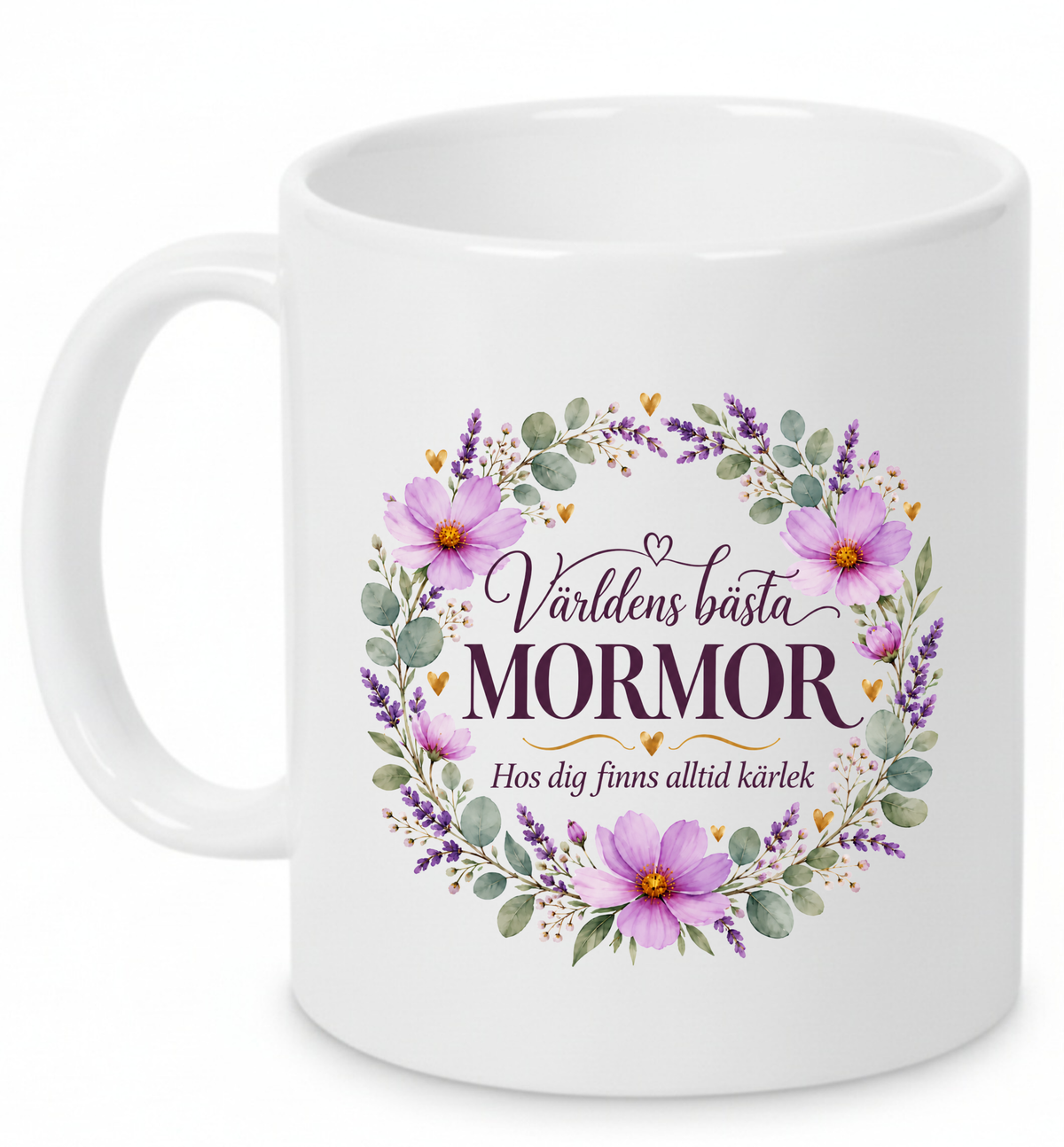 Mugg Världens bästa mormor – Lila blommor