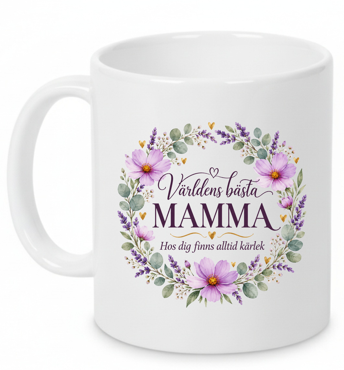 Mugg Världens bästa mamma – Lila blommor