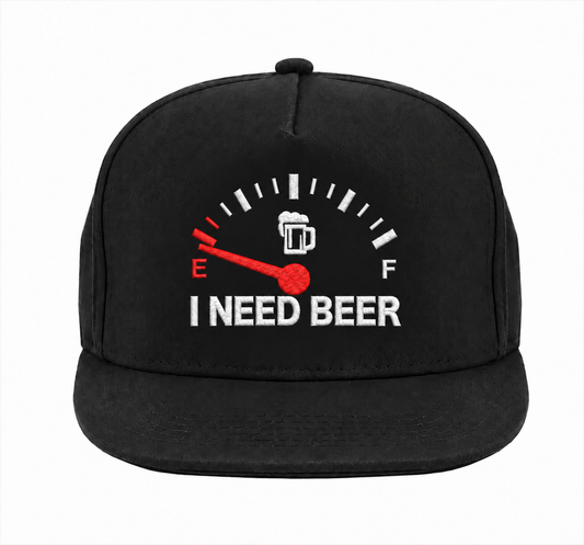 I Need Beer-keps – svart snapback med brodyr