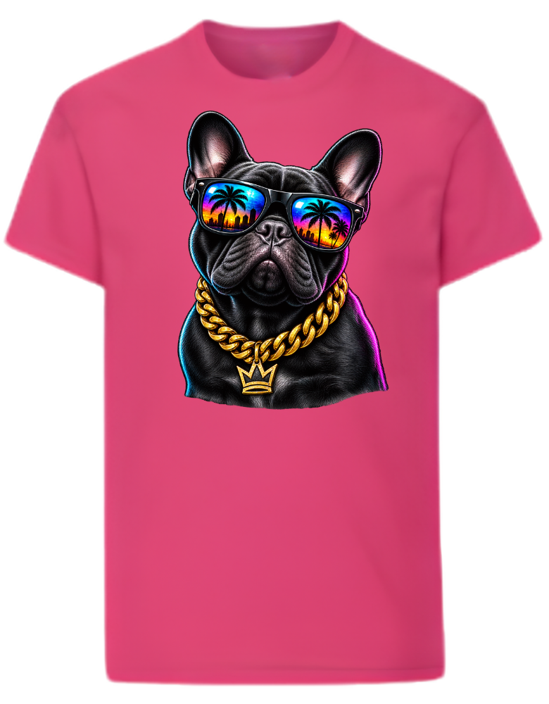 Cool fransk bulldogg barn T-shirt – hundmotiv med solglasögon