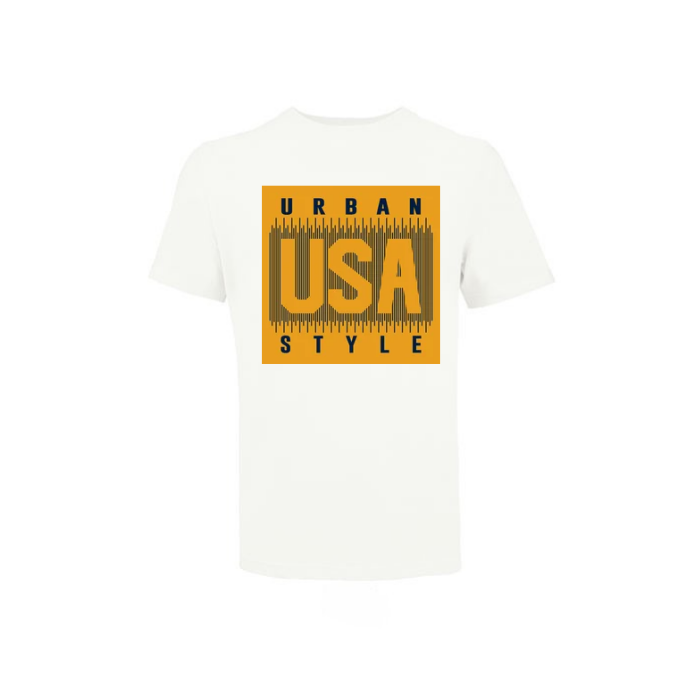 USA Urban Style T-shirt barn – gulorange grafiskt tryck