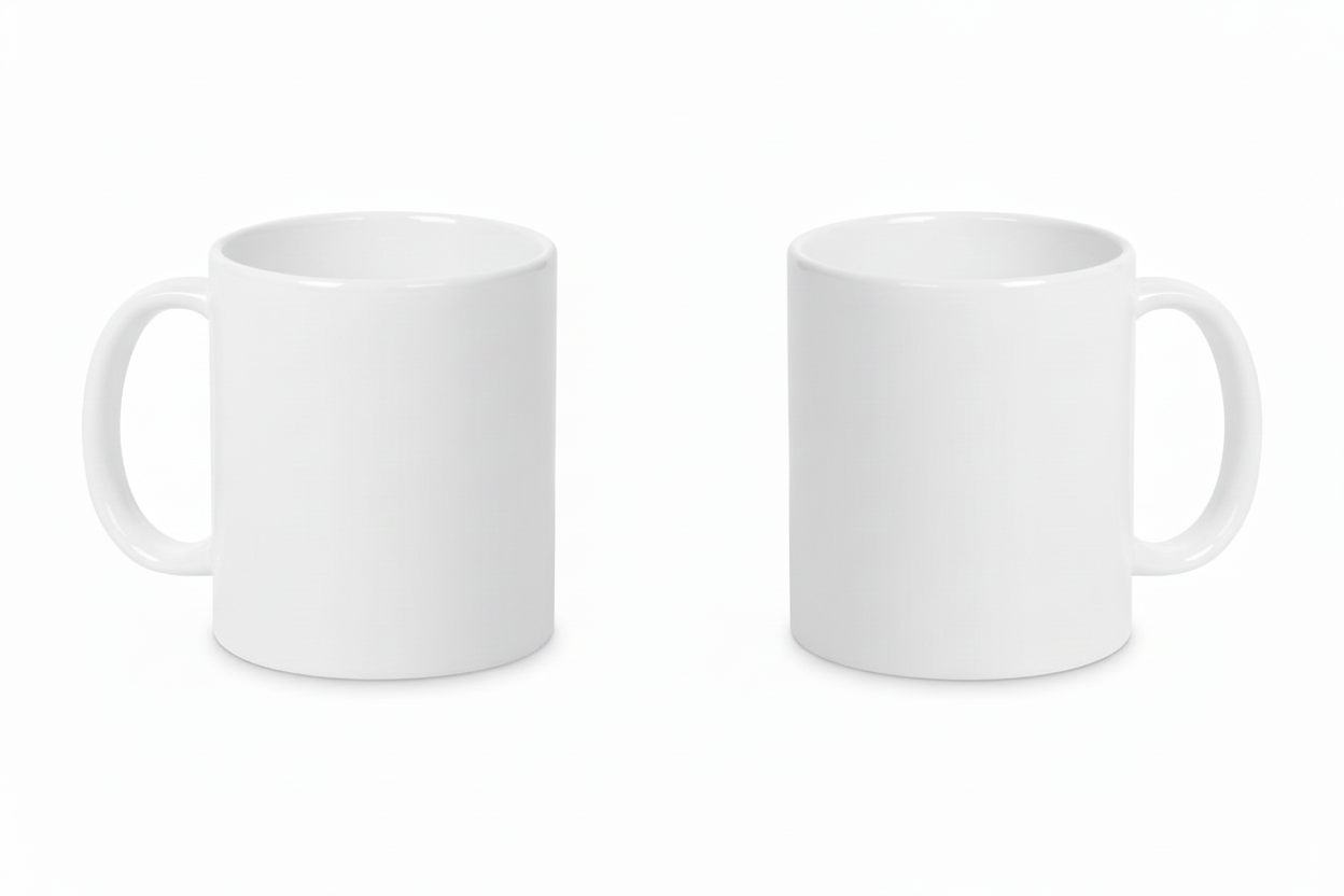 Två muggar mitt emot varandra