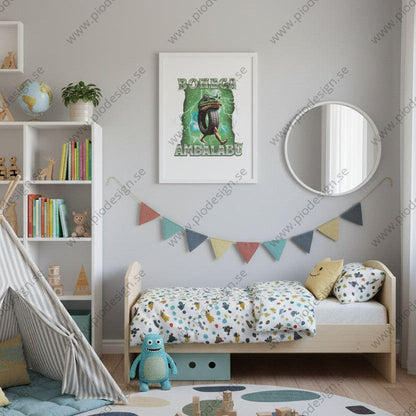 Boneca Ambalabu med bakgrund - Brainrot Poster A4