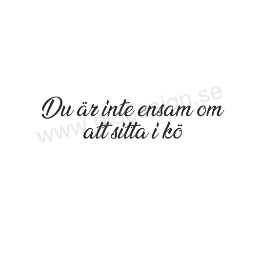 Rolig bildekal med texten 'Du är inte ensam om att sitta i kö', perfekt för bakrutan