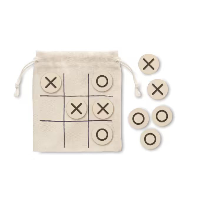 Wooden Tic-Tac-Toe with Laser Engraving - Personalized Logo on Game Pieces