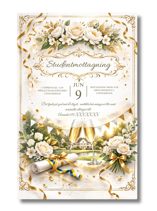 Graduation card Selma 105x148mm - Personalized invitation design on ready-made template