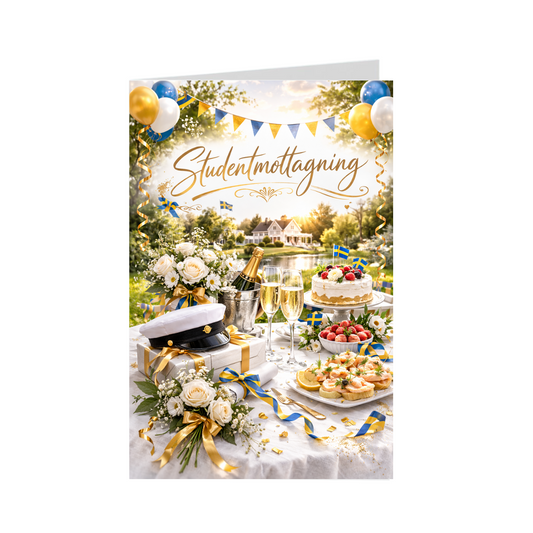 Graduation Card Champagne Folded - Design using a pre-made template