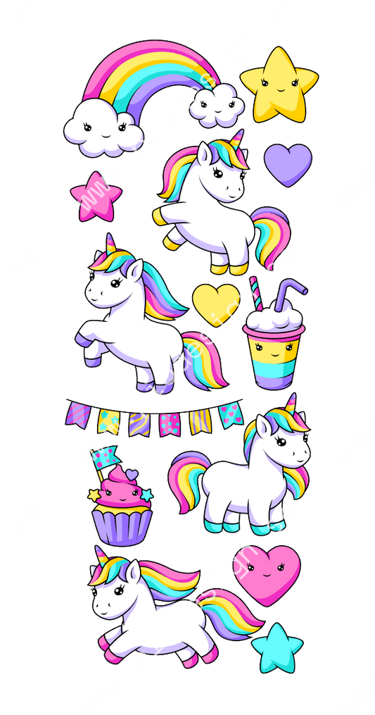 Enhörning Klistermärkesark - Färgglada Dekaler för Barn