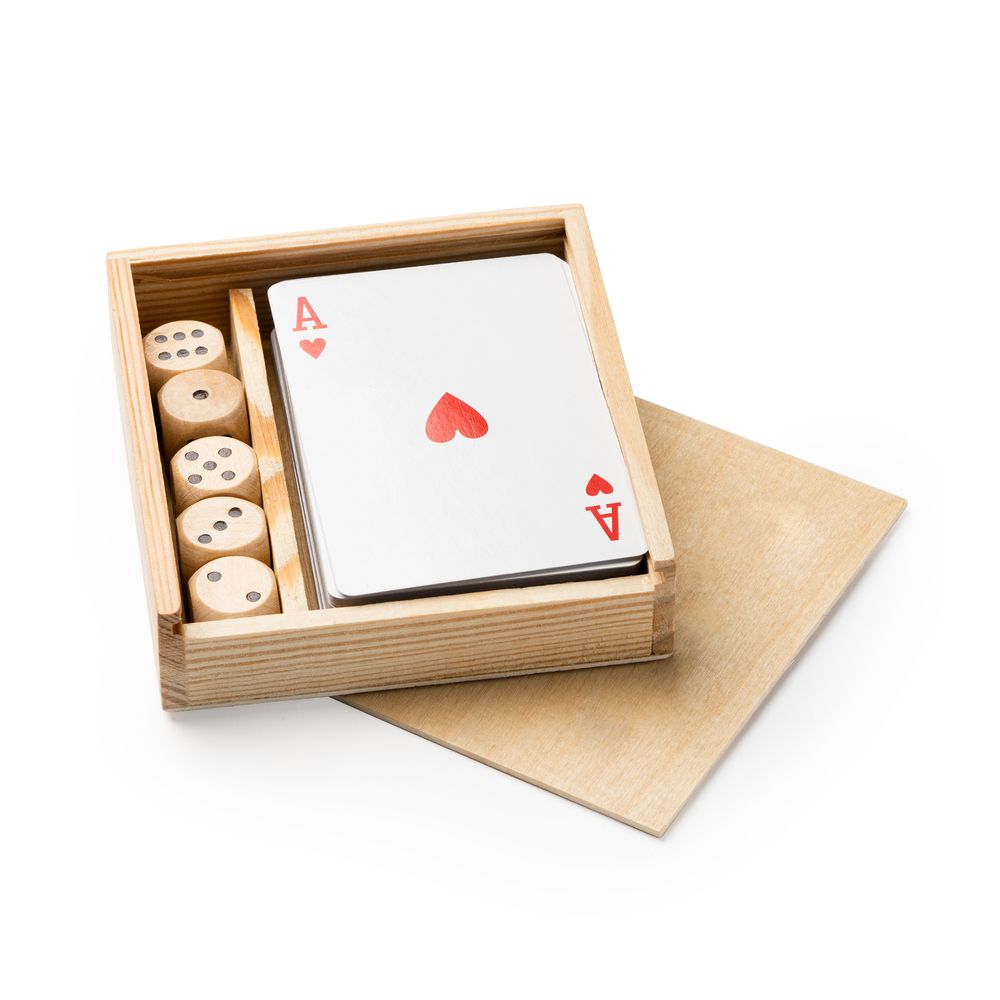 2-in-1 Wooden Game with Laser Engraving - Yatzy & Card Game