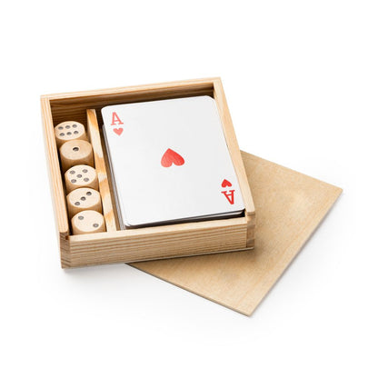 2-in-1 Wooden Game with Laser Engraving - Yatzy & Card Game