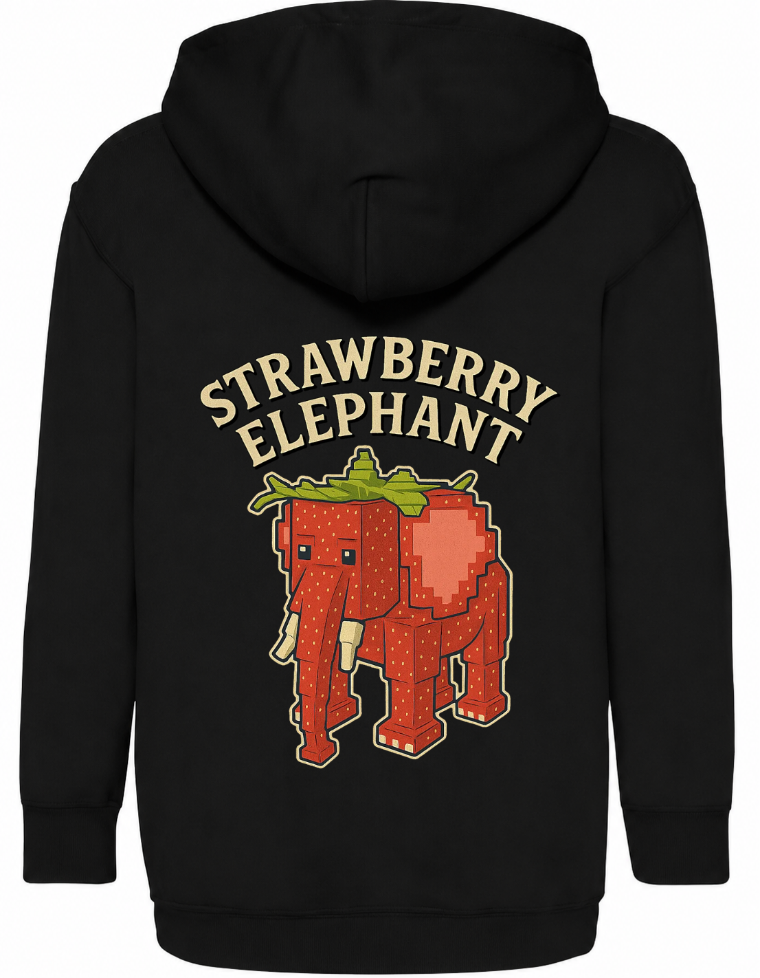 Brainrot Hoodie - Strawberry Elephant, tryck bak