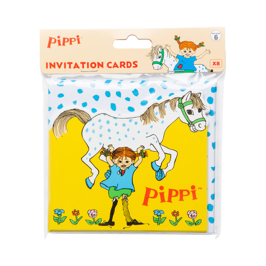 Pippi Långstrump - Inbjudningskort 8-pack inklusiv kuvert.
