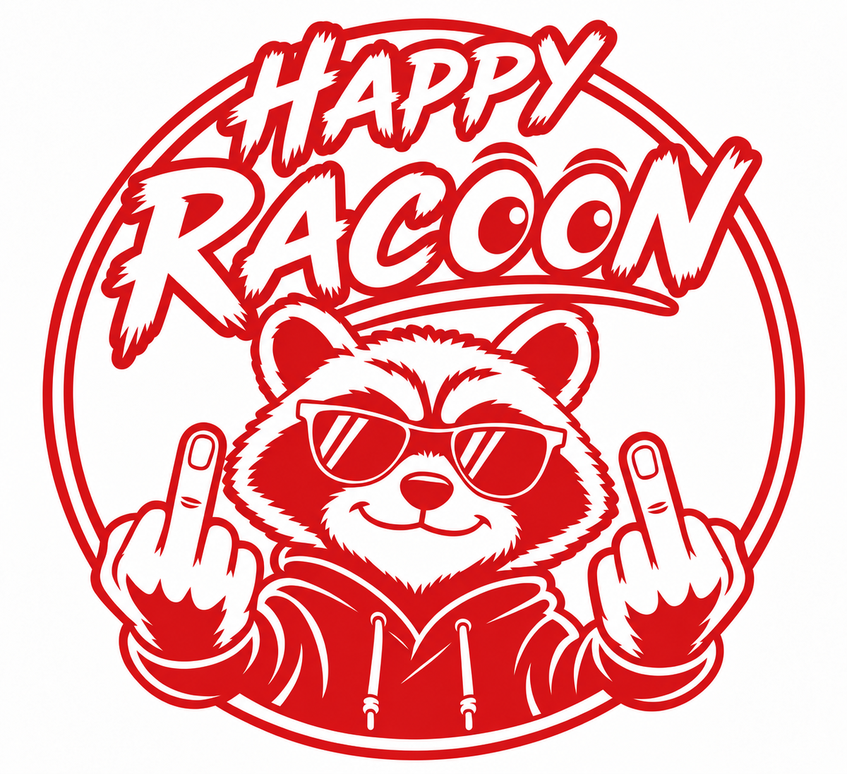 Happy Racoon – utskuren dekal med attityd