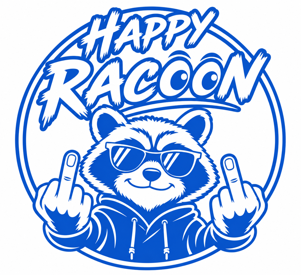 Happy Racoon – utskuren dekal med attityd