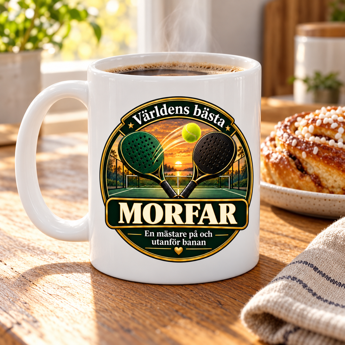 Mugg Världens bästa morfar – Padelmotiv 325ml