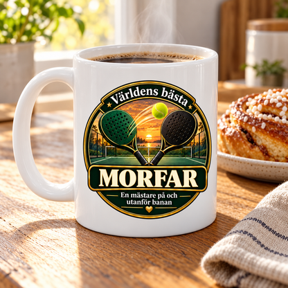 Mugg Världens bästa morfar – Padelmotiv 325ml