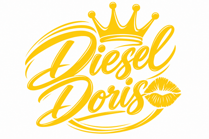 Diesel Doris – utskuren dekal med krona och pussmun