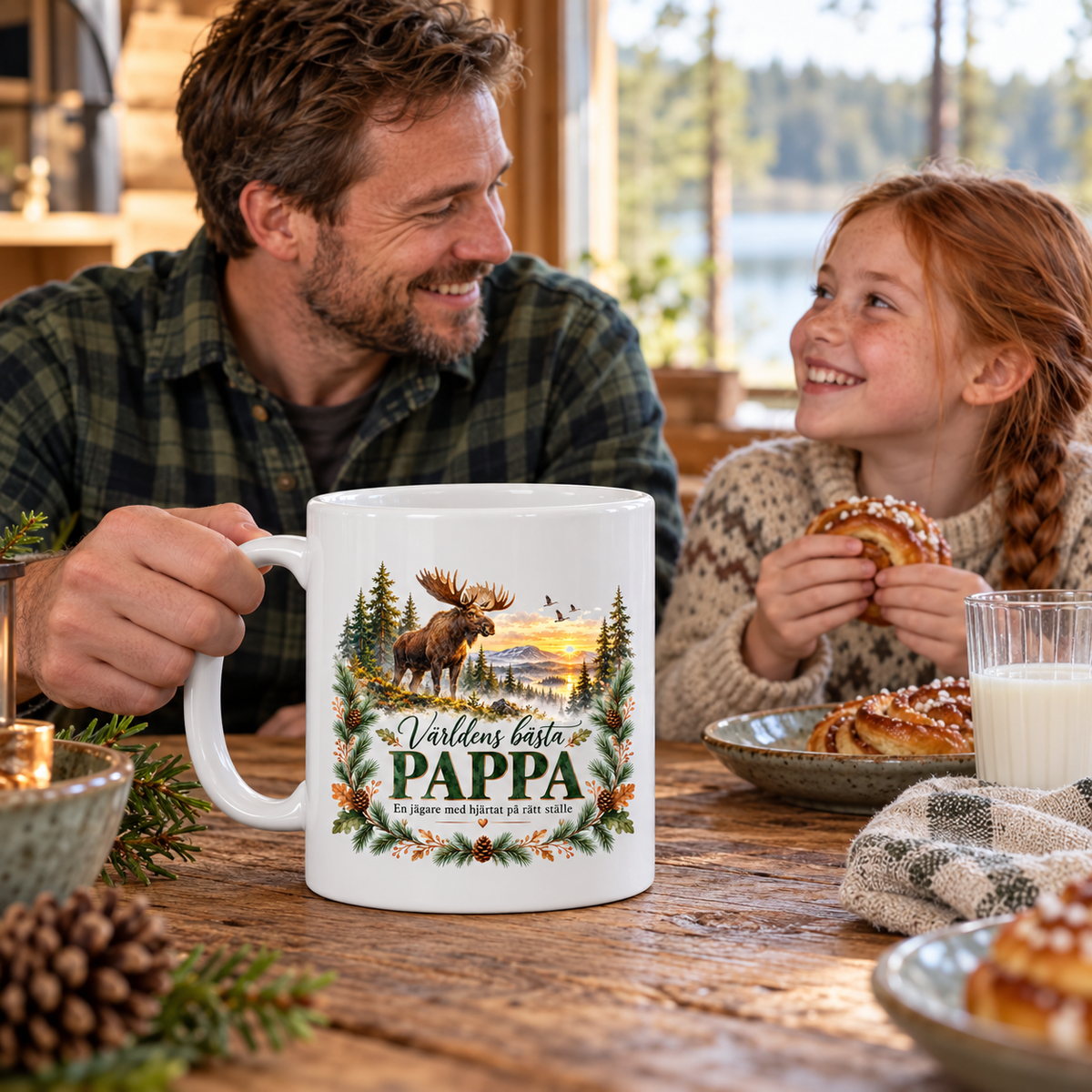 Mugg Världens bästa pappa – Jaktmotiv med älg