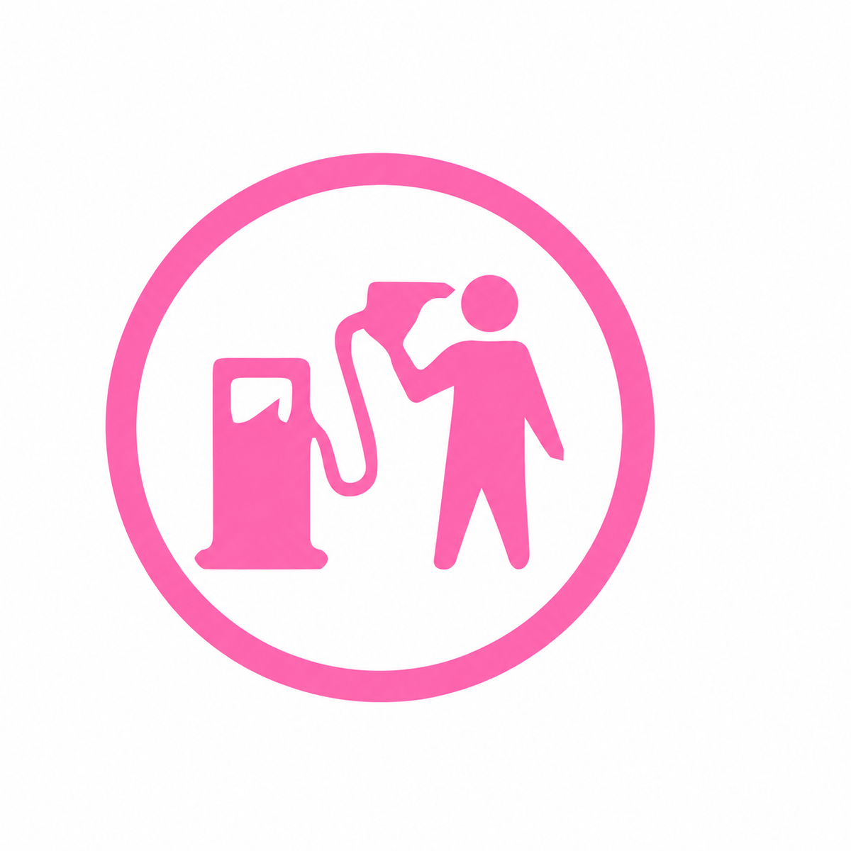 Tankande figur – rolig bildekal med bensinpump