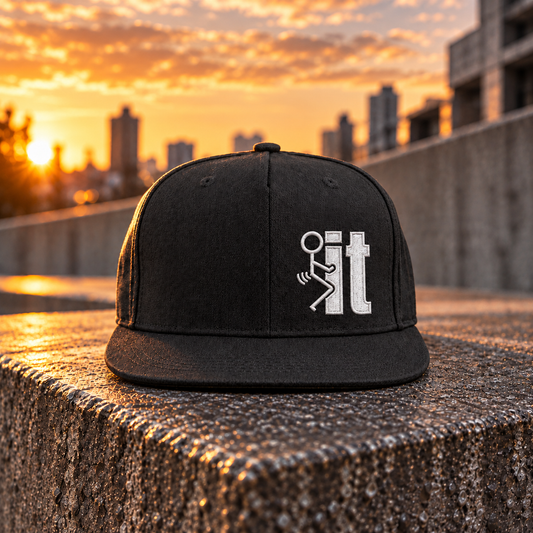Fuck It-keps – svart snapback med vit brodyr