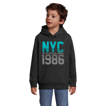 Barnhoodie med tryck – NYC 1986