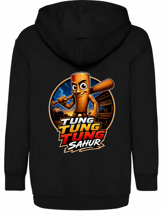 Brainrot Hoodie - Tung Tung Tung Sahur, tryck bak