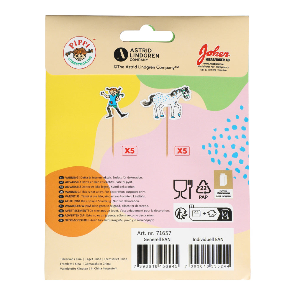 Pippi Långstrump - Party Picks 10-pack
