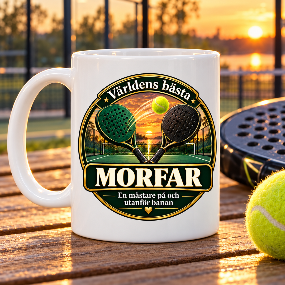 Mugg Världens bästa morfar – Padelmotiv 325ml