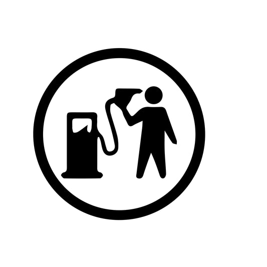 Tankande figur – rolig bildekal med bensinpump