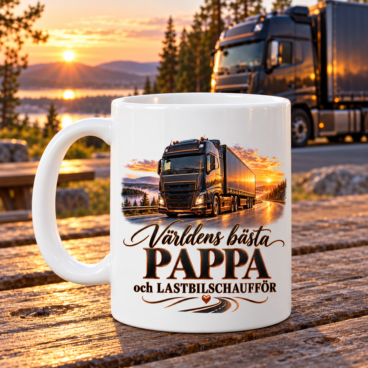 Mugg Världens bästa pappa och lastbilschaufför 325ml