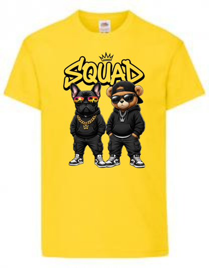 Squad barn-T-shirt med fransk bulldogg och björn i streetwear-kläder