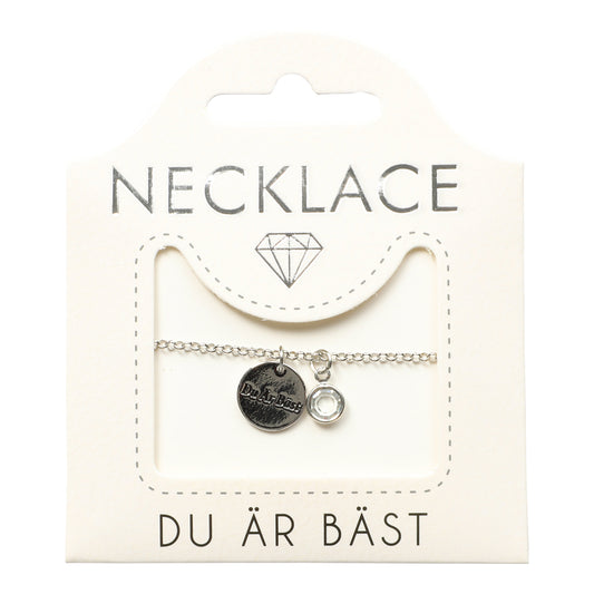 Elegant kopparpläterat halsband med glasdetaljer och det peppande budskapet Du är bäst.