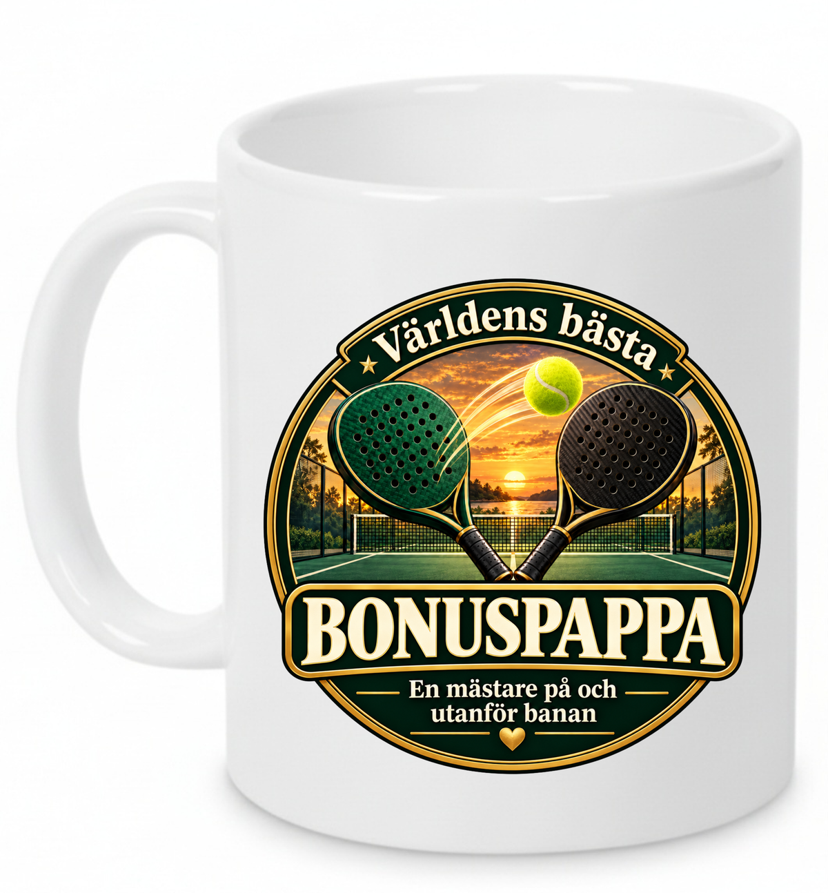 Mugg Världens bästa bonuspappa – Padelmotiv 325ml