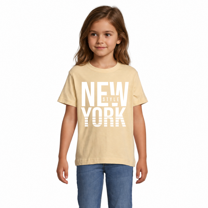 New York T-shirt barn – grafiskt tryck i två färger
