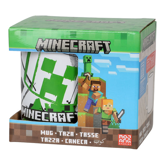 Färgglad Minecraft mugg på 32 cl i keramik med pixliga motiv från det populära spelet