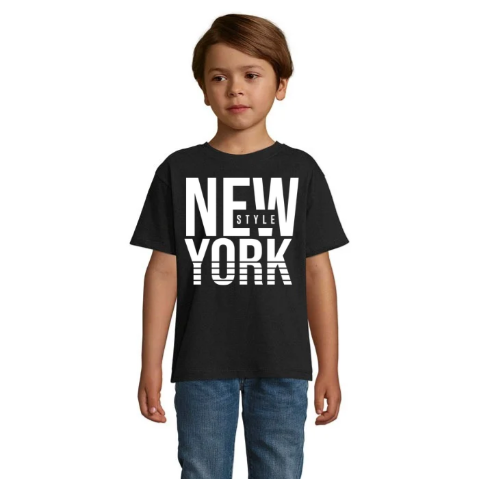 New York T-shirt barn – grafiskt tryck i två färger
