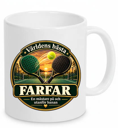 Mugg Världens bästa farfar – Padelmotiv 325ml