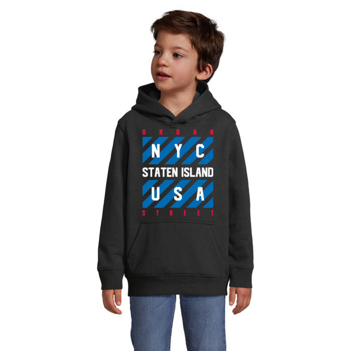Barnhoodie med tryck – Staten Island NYC