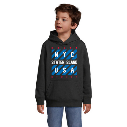 Barnhoodie med tryck – Staten Island NYC