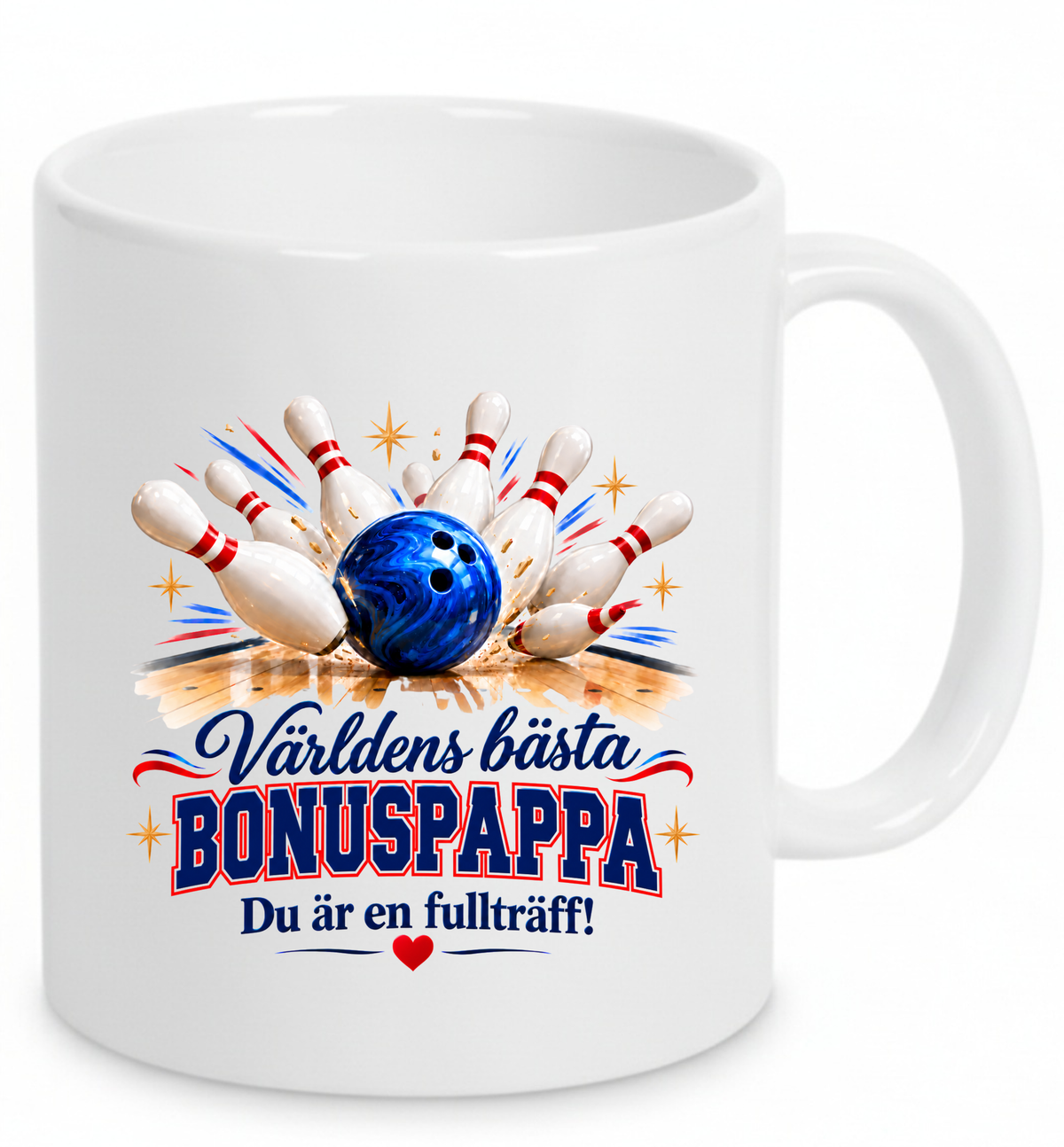 Mugg Världens bästa bonuspappa – Bowling, du är en fullträff! 325ml