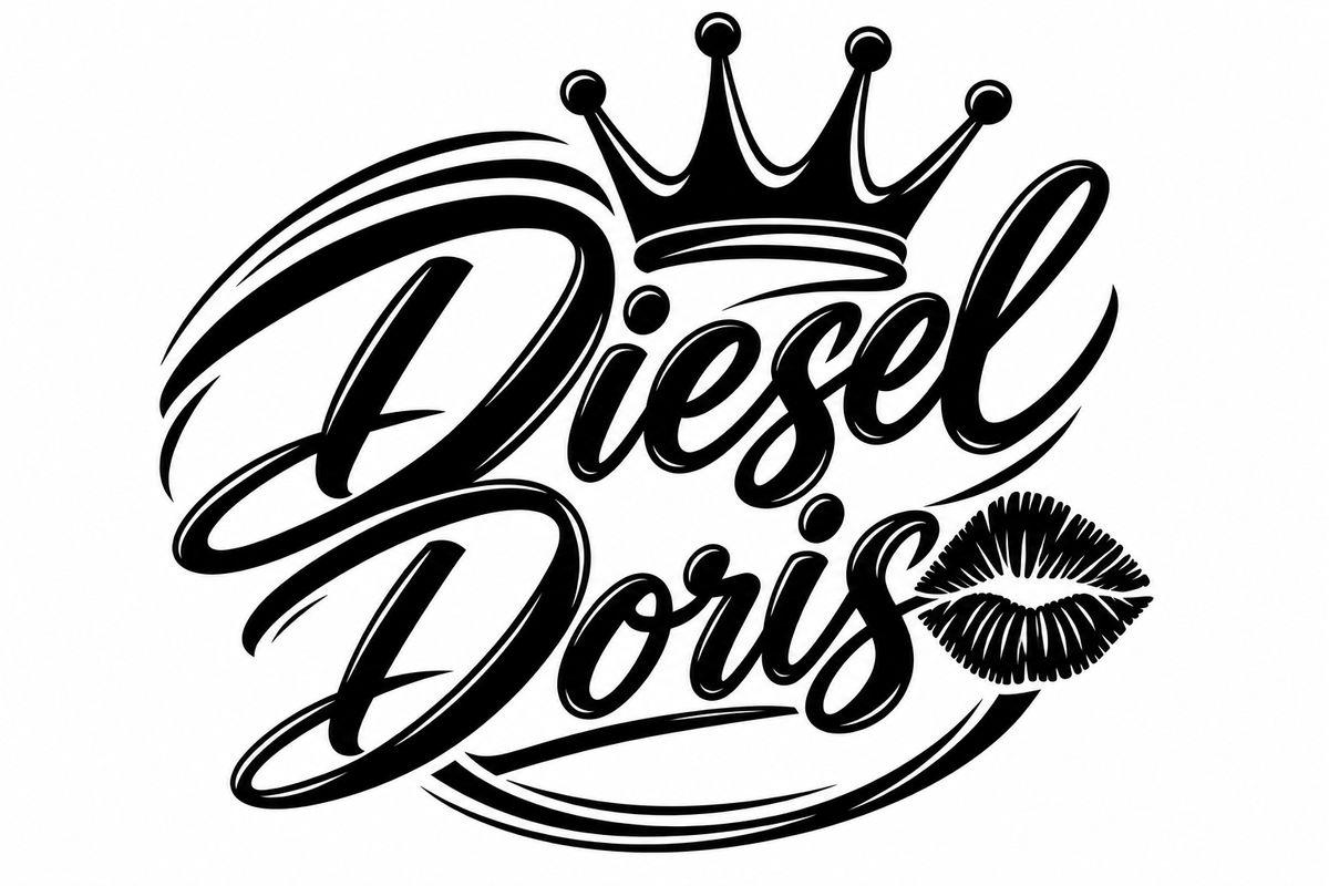 Diesel Doris – utskuren dekal med krona och pussmun