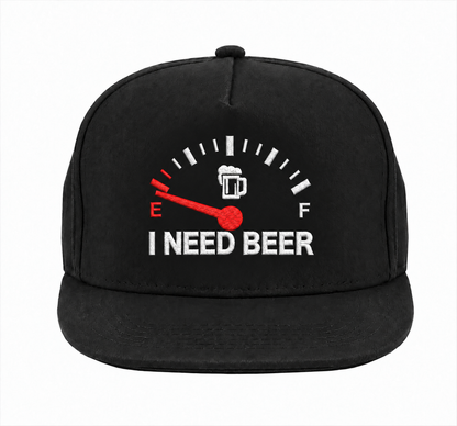 I Need Beer-keps – svart snapback med brodyr