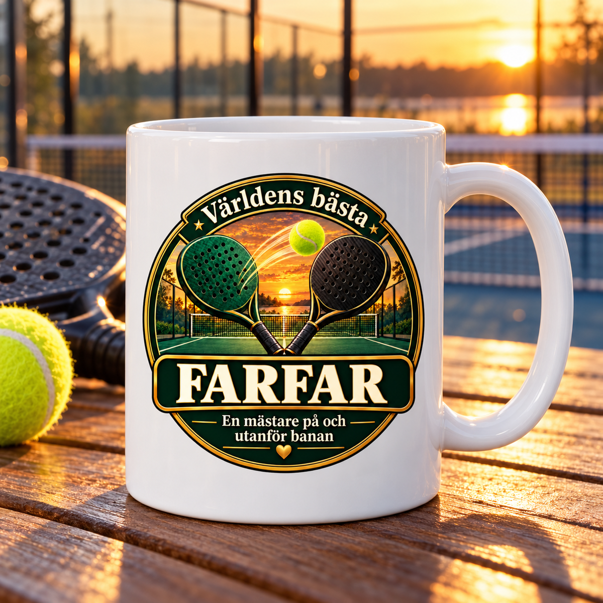 Mugg Världens bästa farfar – Padelmotiv 325ml