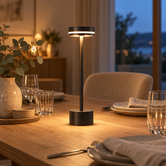 Orrefors Jernverk – Laddningsbar bordslampa svart, 35 cm