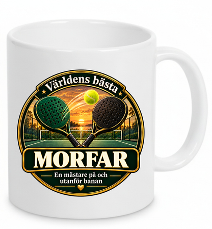 Mugg Världens bästa morfar – Padelmotiv 325ml