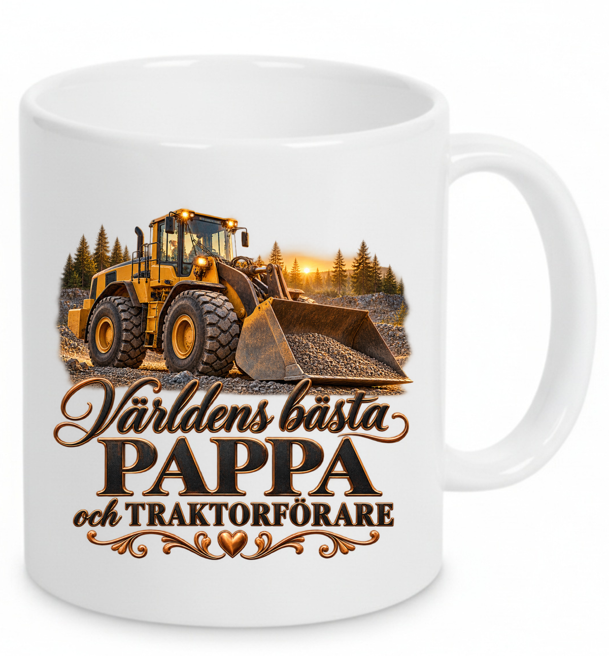 Mugg Världens bästa pappa och traktorförare – Hjullastarmotiv 325ml