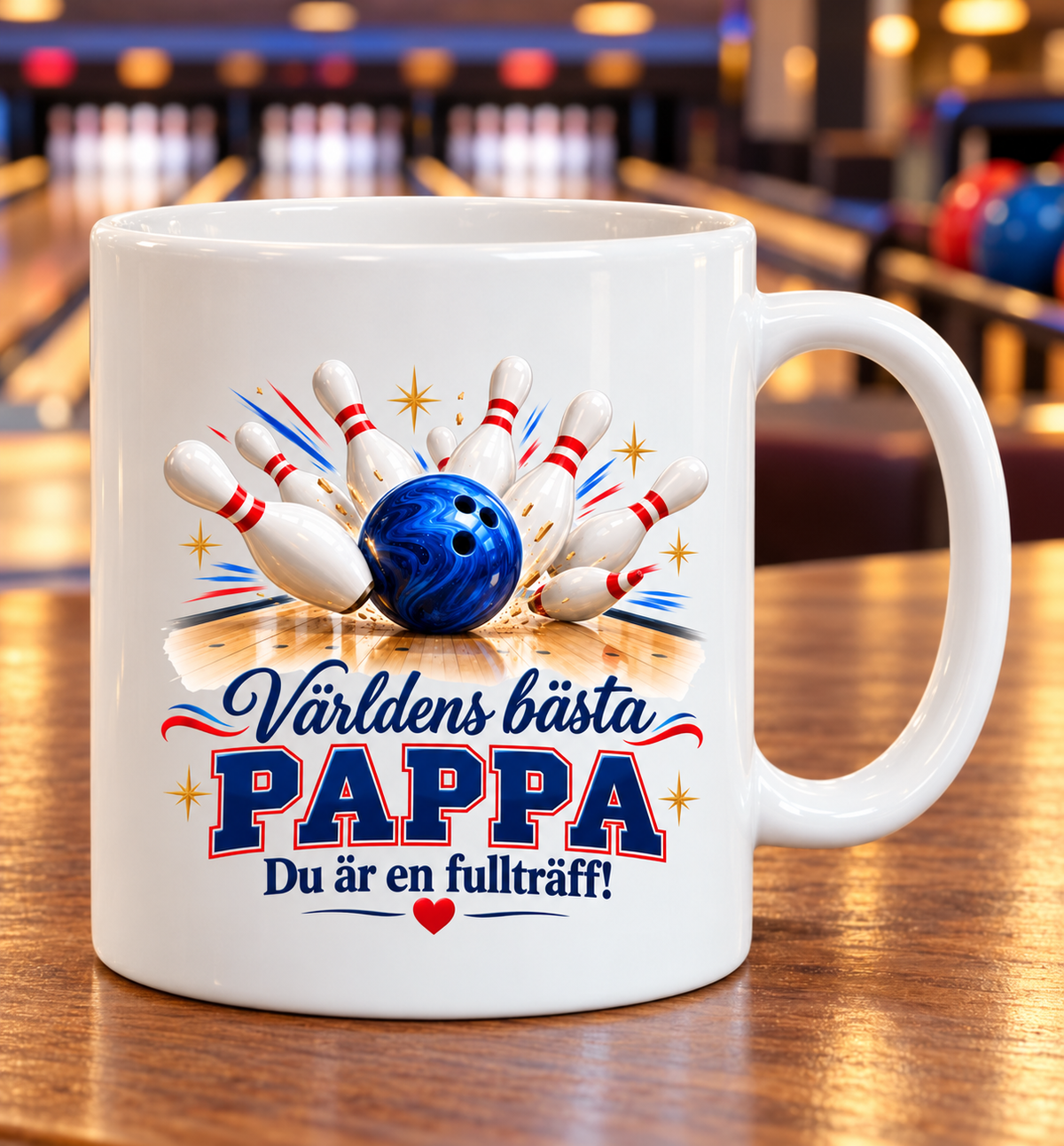 Mugg Världens bästa pappa – Bowling, du är en fullträff!