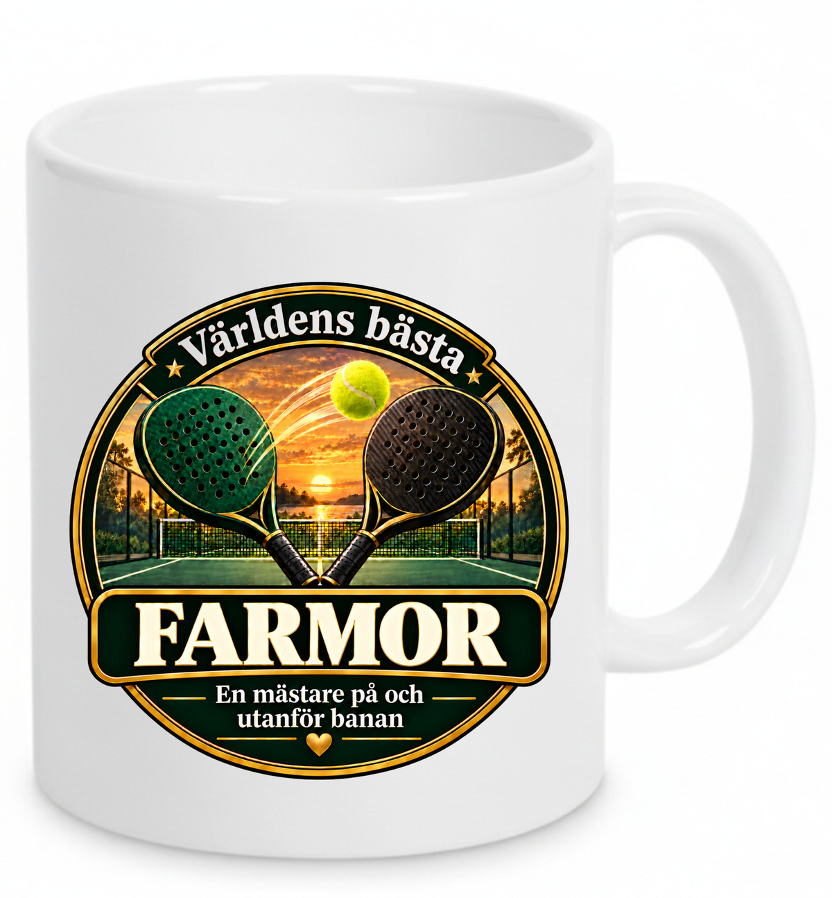 Mugg Världens bästa farmor – Padelmotiv 325ml