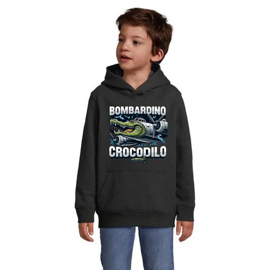 Bombardino Crocodilo barnhoodie – välj bland 6 färger